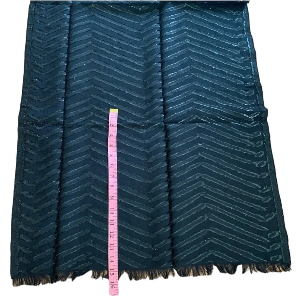 BADGLEY MISCHKA Black Wool-blend Metallic Scarf Wrap